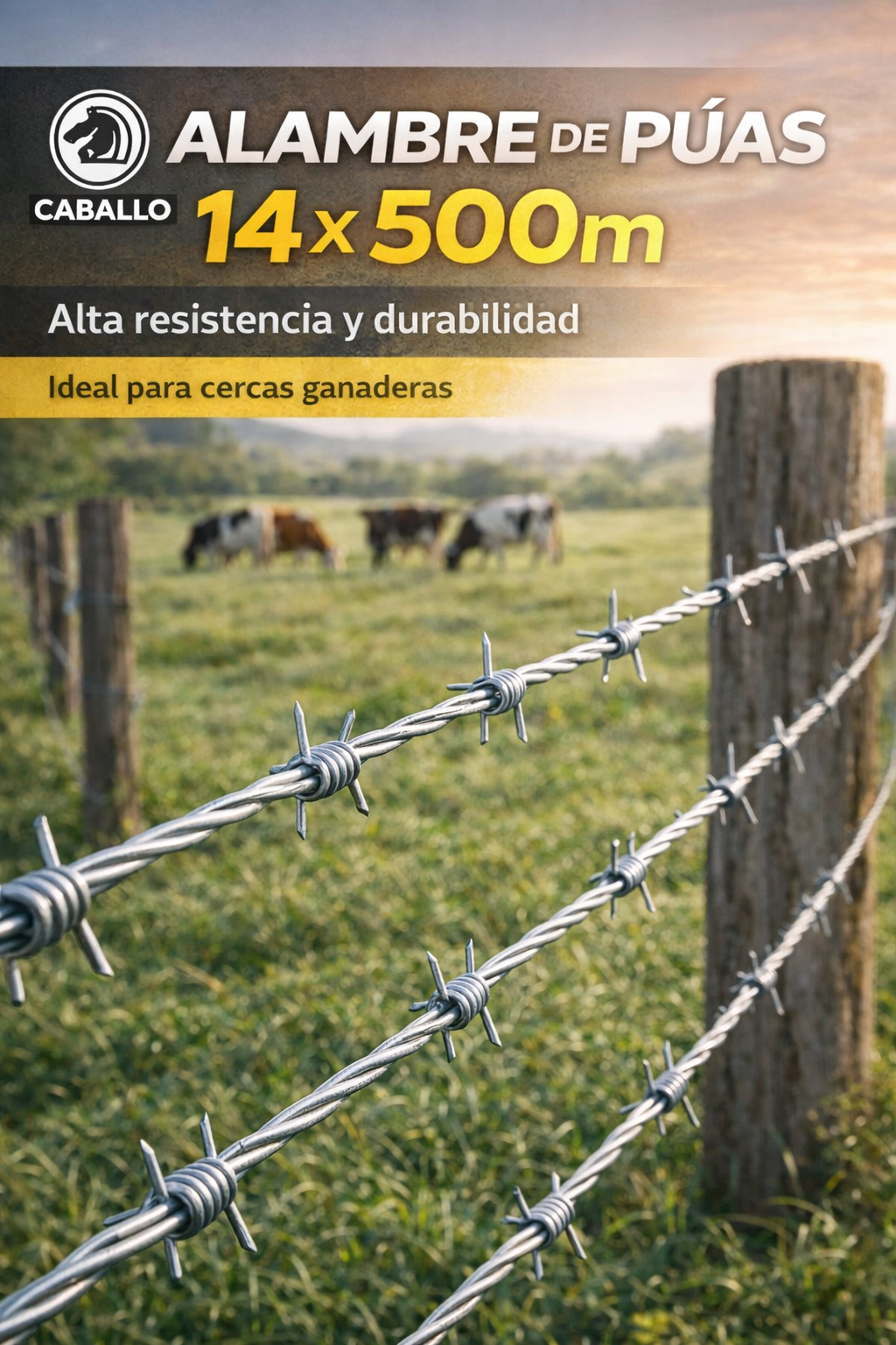 Alambre de Púas El Caballo Calibre 14 x 500 Metros