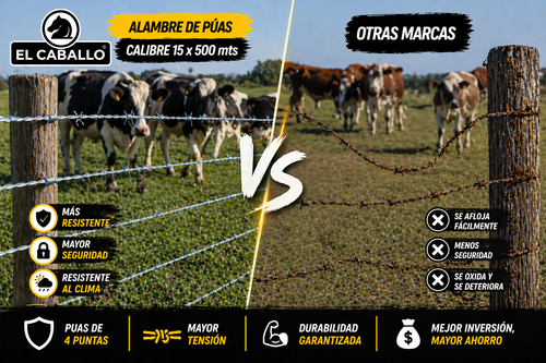 Alambre de Púas El Caballo Calibre 15 x 500 Metros