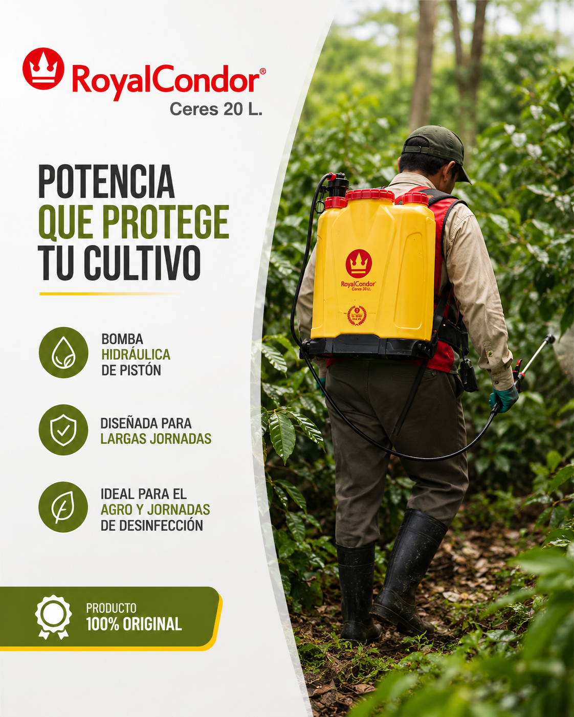 Fumigadora Manual Royal Condor Ceres 20L Bomba Hidráulica